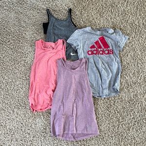 Variety Nike and ardidas tanks and shirt